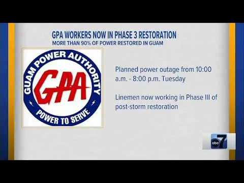 More than 90 Percent of Power Restored in Guam