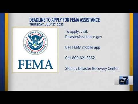 Deadline to Apply for FEMA Assistance is July 27