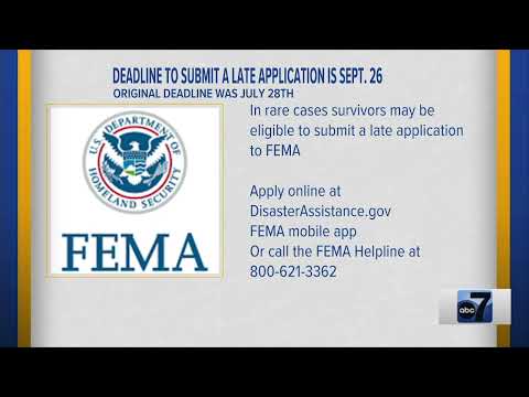 Sept. 26 is Deadline for Late Applications for FEMA Assistance