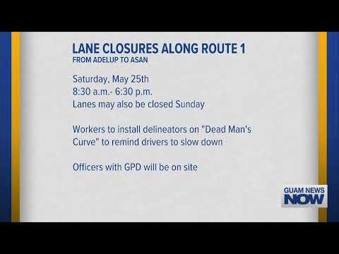 Lane Closures along Route 1 from Adelup to Asan Planned for Saturday