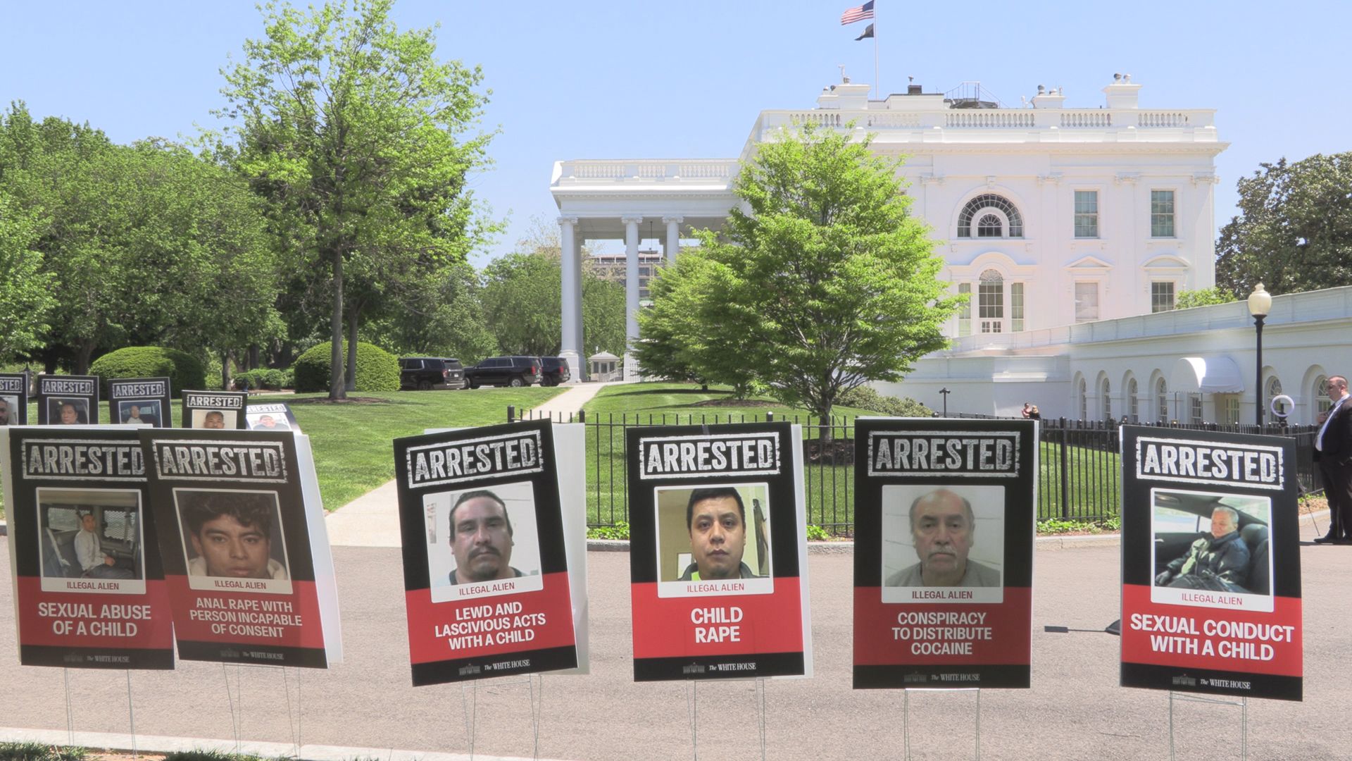 White House Displays Mugshot-Style Pictures, Alleged Crimes of Undocumented Immigrants on Lawn